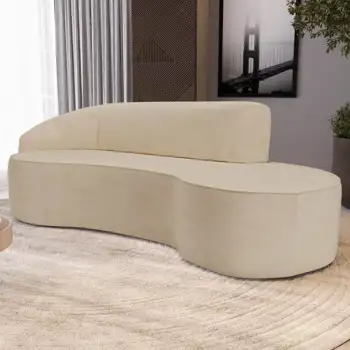 Sofá Living  2 Lugares 180cm Braço Esquerdo Mozart D06 Linho Bege Escuro - Mpozenato