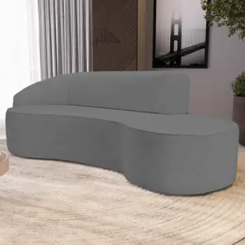 Sofá Living  3 Lugares 210cm Braço Esquerdo Mozart D06 Linho Cinza Escuro - Mpozenato