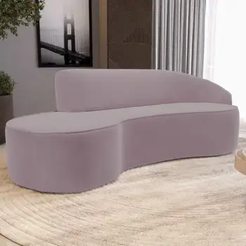 Sofá Living  4 Lugares 280cm Braço Direito Mozart D06 Veludo Rosê - Mpozenato