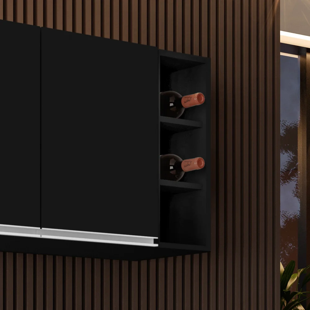 Nicho Aéreo Adega Vertical 20cm Riad Preto - Lumil