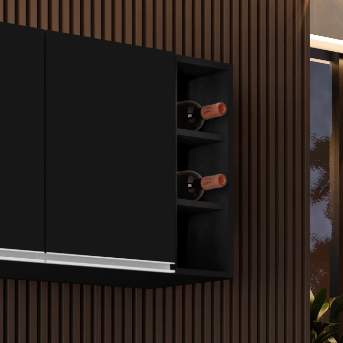 Nicho Aéreo Adega Vertical 20cm Riad Preto - Lumil