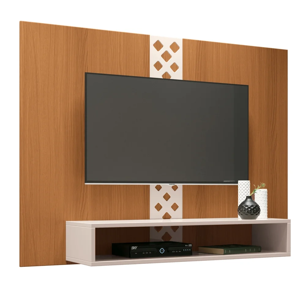 Painel para TV Suspenso 47 Pol. Com Nicho Format H01 Off White/Cinamomo - Mpozenato