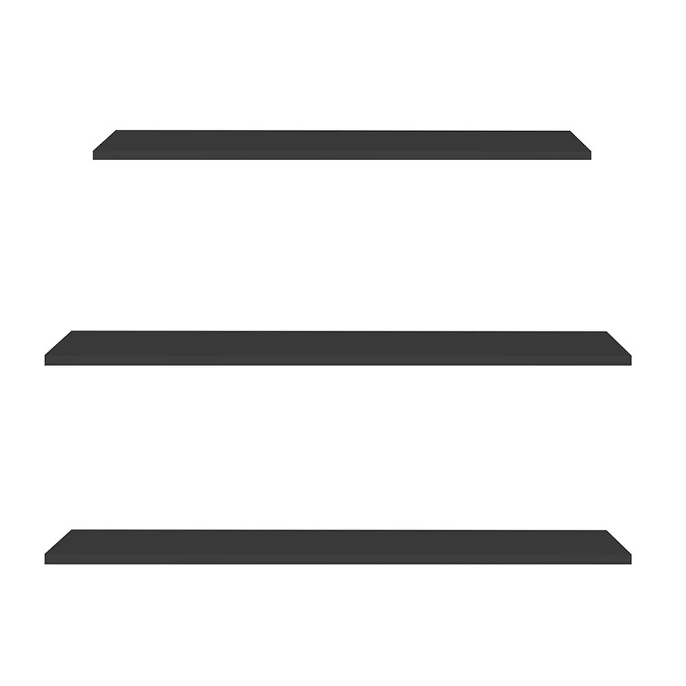 Prateleira Flutuante de Quarto Adulto Kit 3 Suporte Invisível CP3 Yara Preto - Lumil