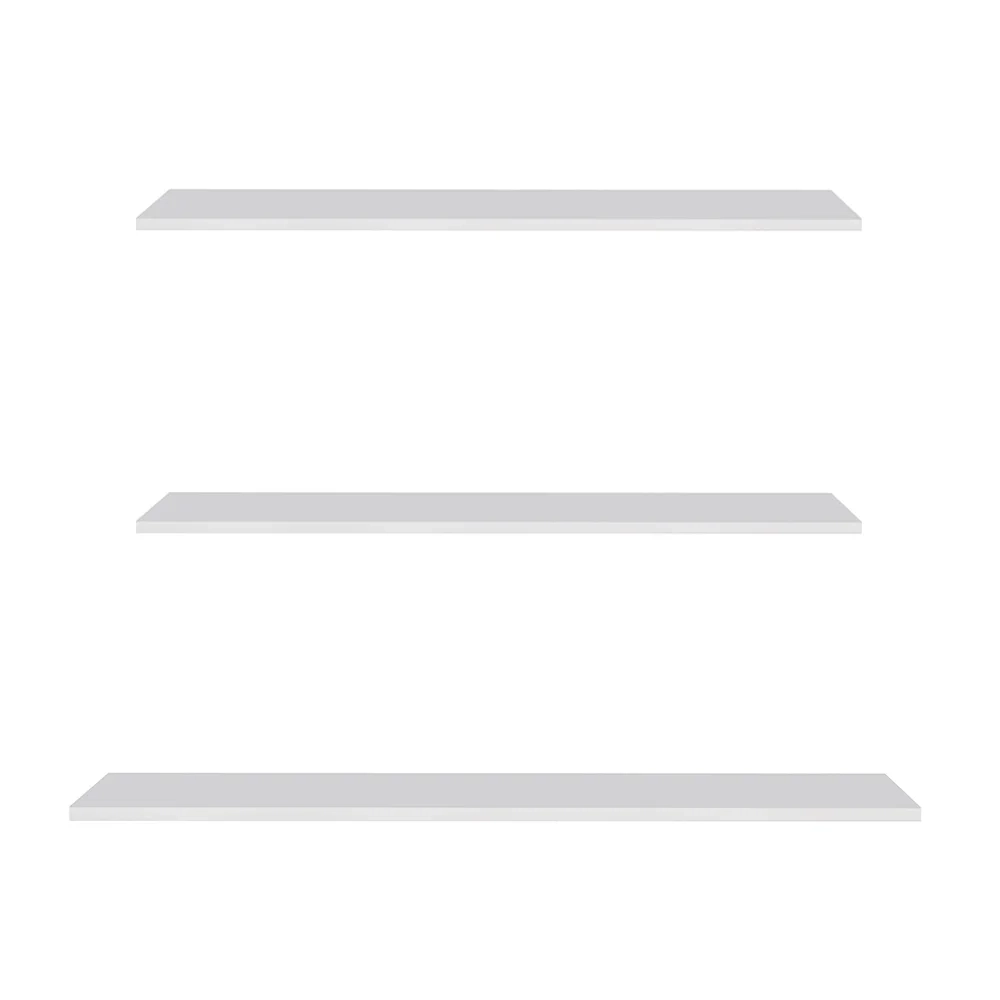 Prateleira Flutuante Para Sala Kit 3 com Suporte Invisível CP2 Yara Branco - Lumil