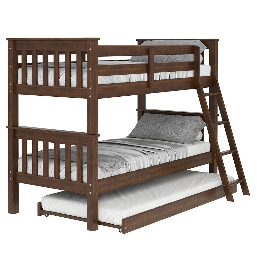 Treliche Solteiro Juvenil com Escada Móvel Joy Z40 Castanho Acetinado - Mpozenato