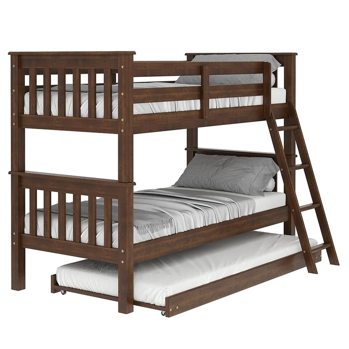 Treliche Solteiro Juvenil com Escada Móvel Joy Z40 Castanho Acetinado - Mpozenato