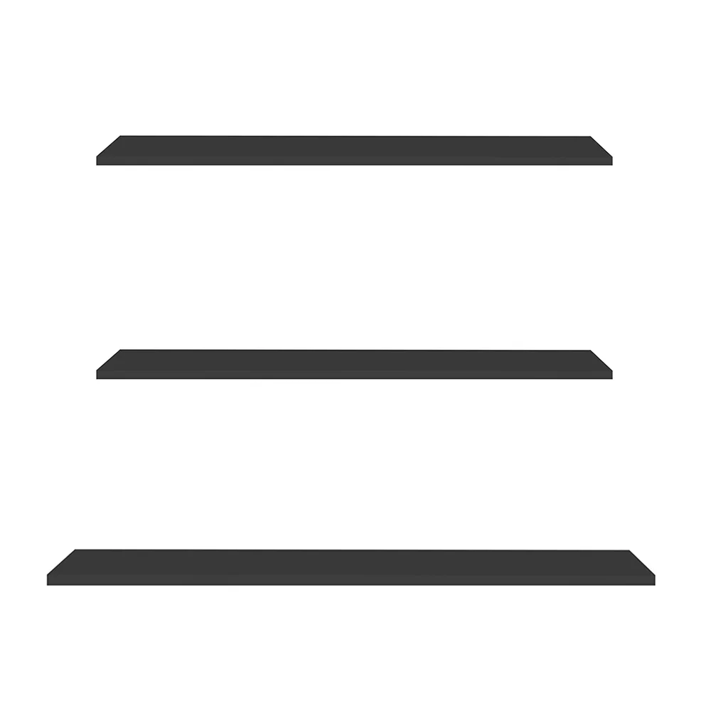 Prateleira Flutuante Para Cozinha Kit 3 com Suporte Invisível CP2 Yara Preto - Lumil