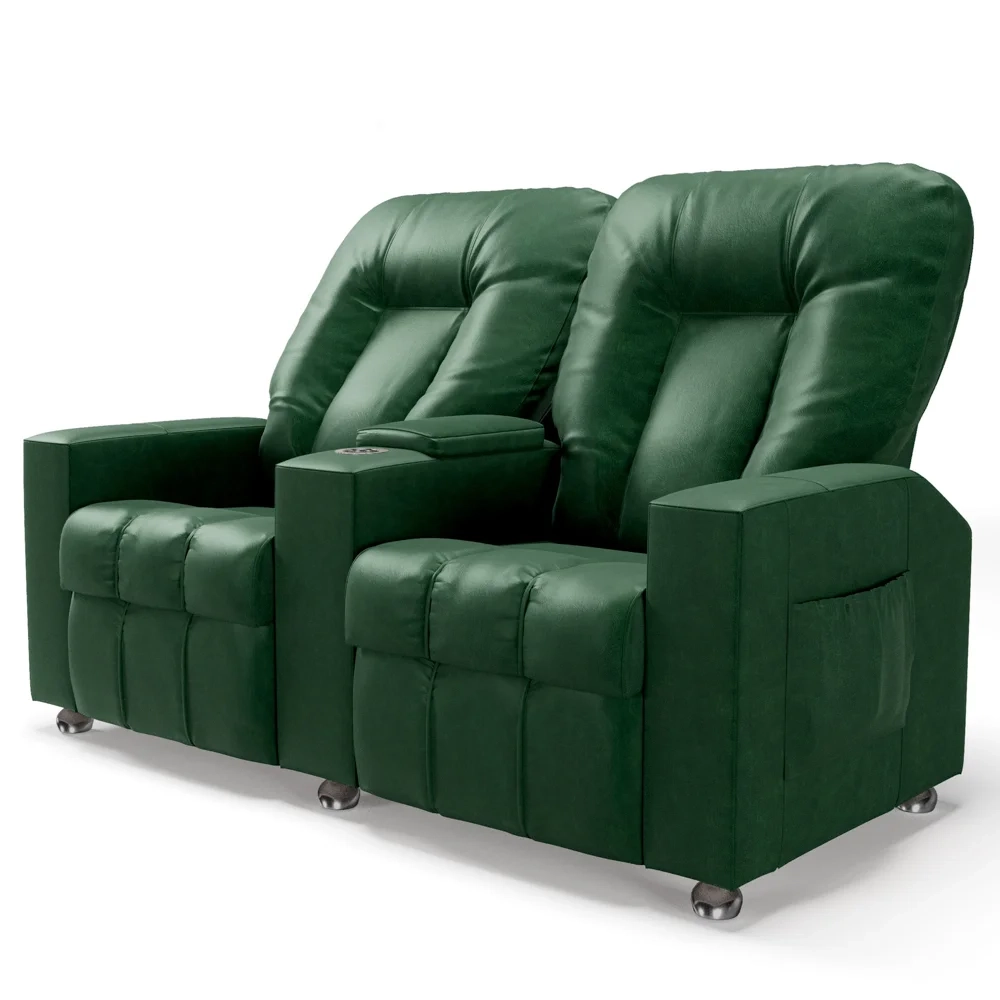 Poltrona Reclinável Para Cinema 2 Lugares Praddo FH9 PU Verde - Mpozenato