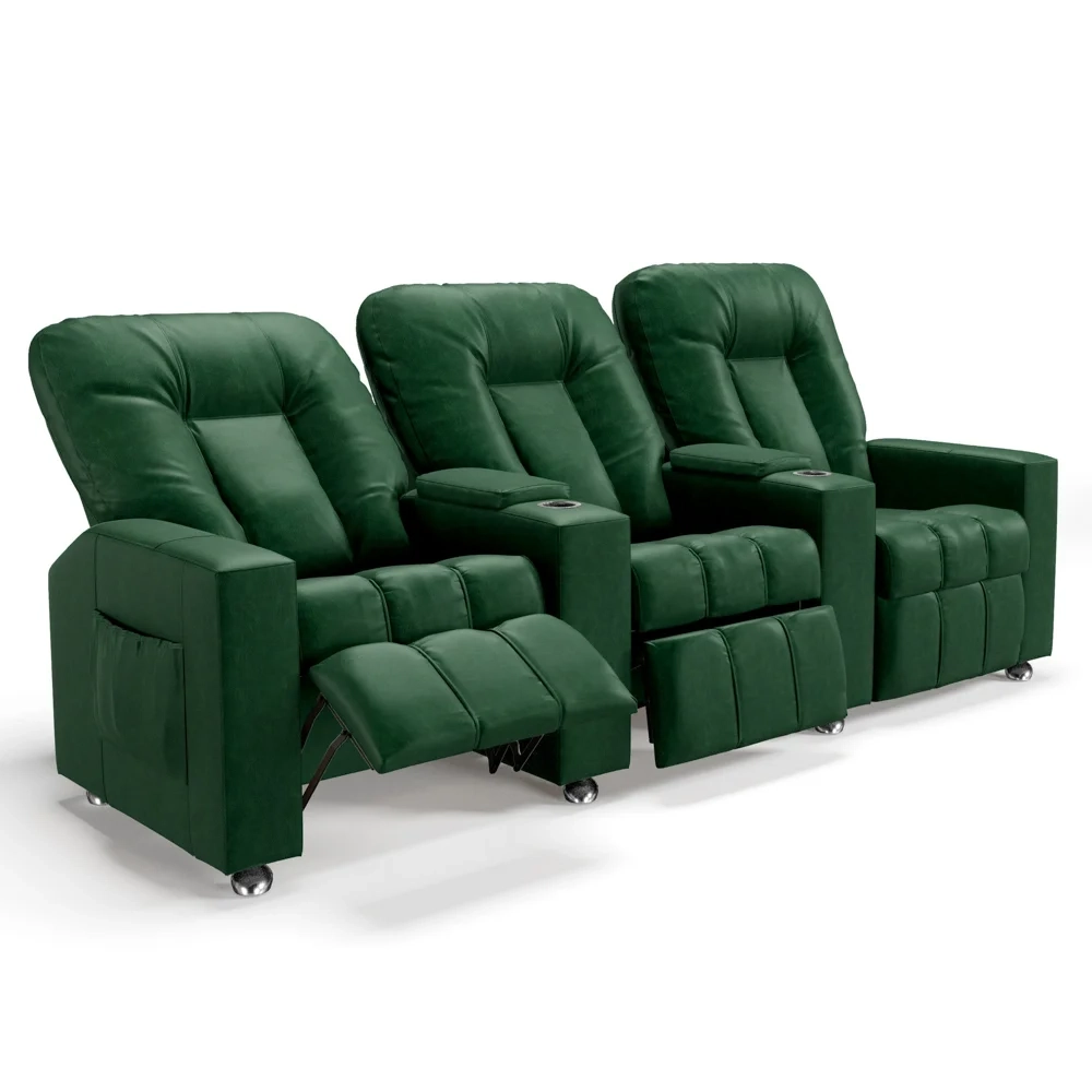 Poltrona Reclinável Para Cinema 3 Lugares Praddo FH9 PU Verde - Mpozenato