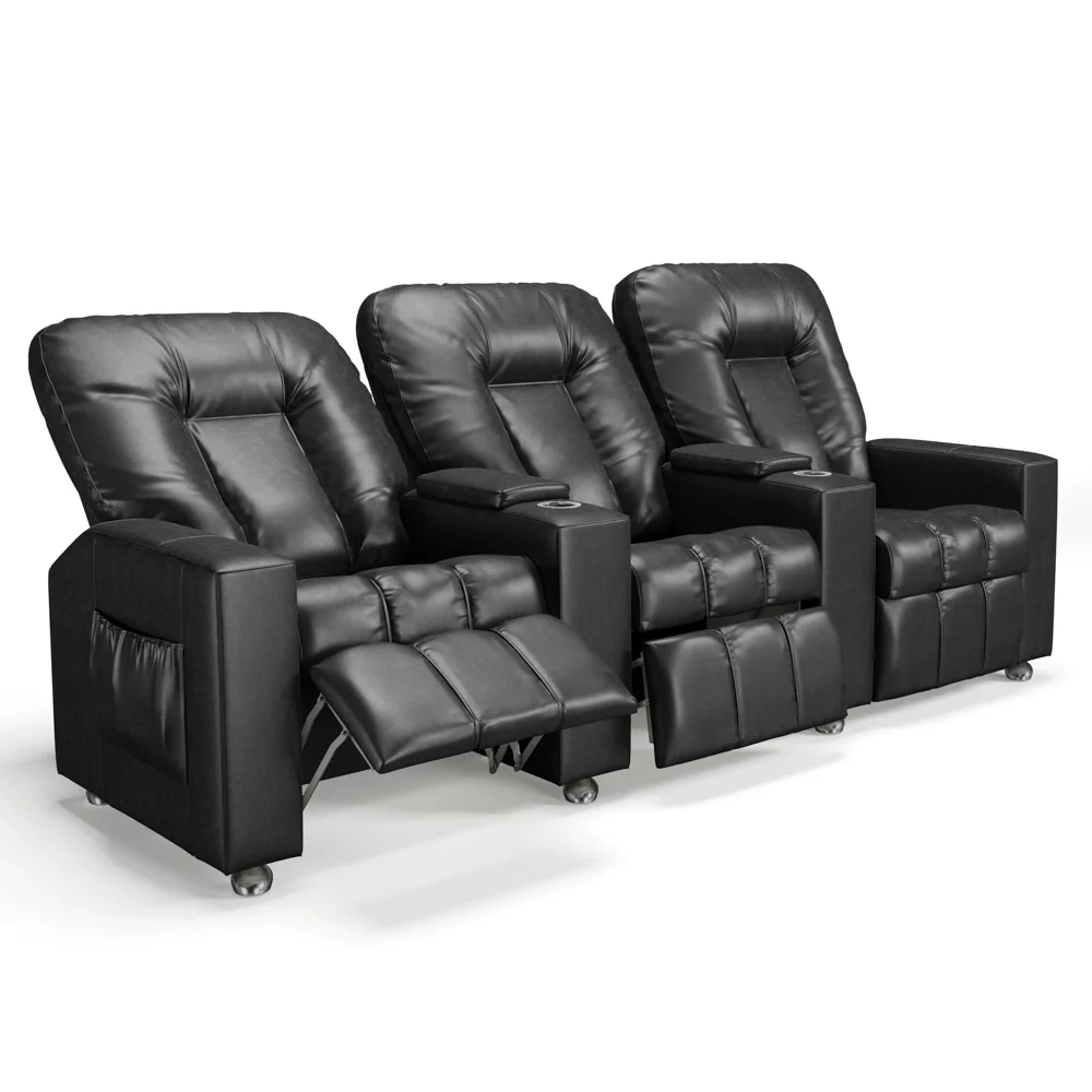 Poltrona Reclinável Para Cinema 3 Lugares Praddo FH9 PU Preto - Mpozenato