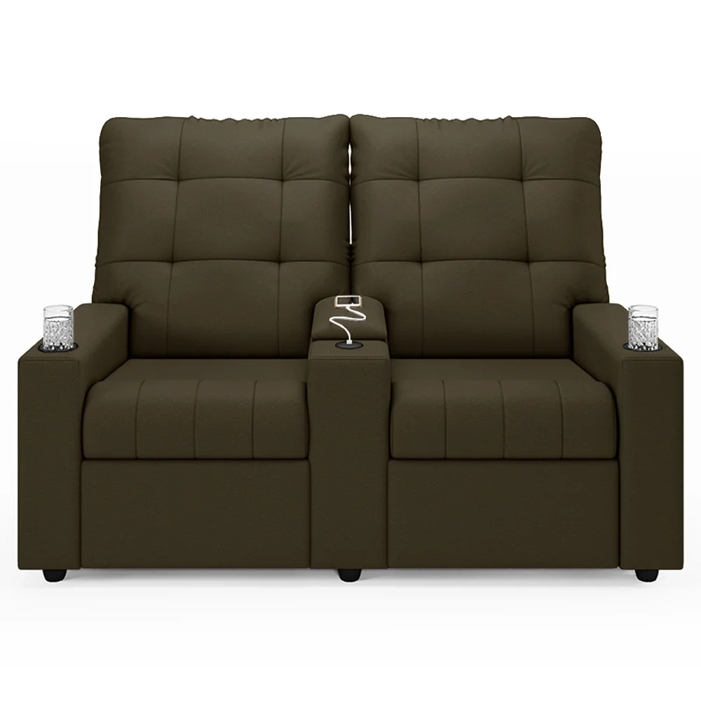 Poltrona de Cinema Reclinável 2 Lugares Baú USB Mallie FH9 Veludo Capuccino - Mpozenato