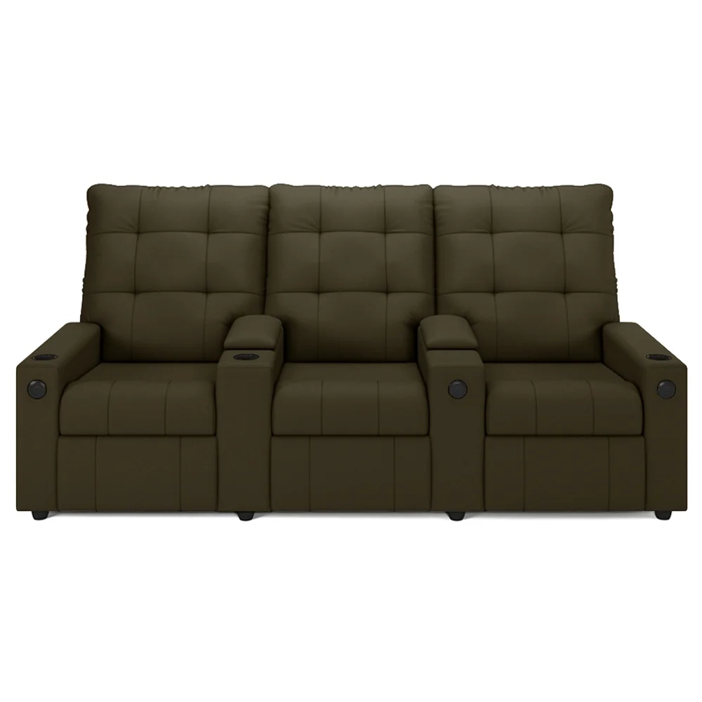 Poltrona de Cinema Reclinável 3 Lugares Baú USB Mallie FH9 Veludo Capuccino - Mpozenato