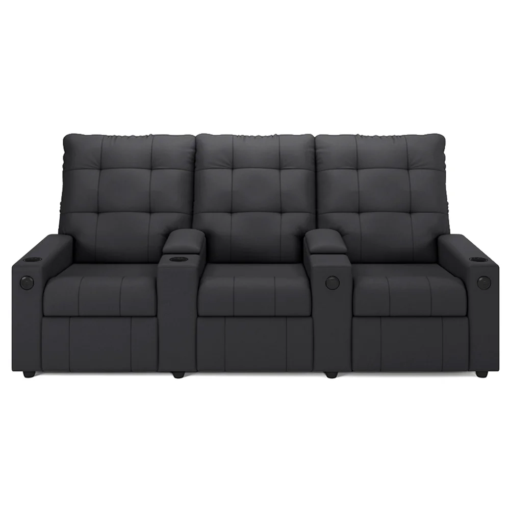 Poltrona de Cinema Reclinável 3 Lugares Baú USB Mallie FH9 Veludo Cinza - Mpozenato