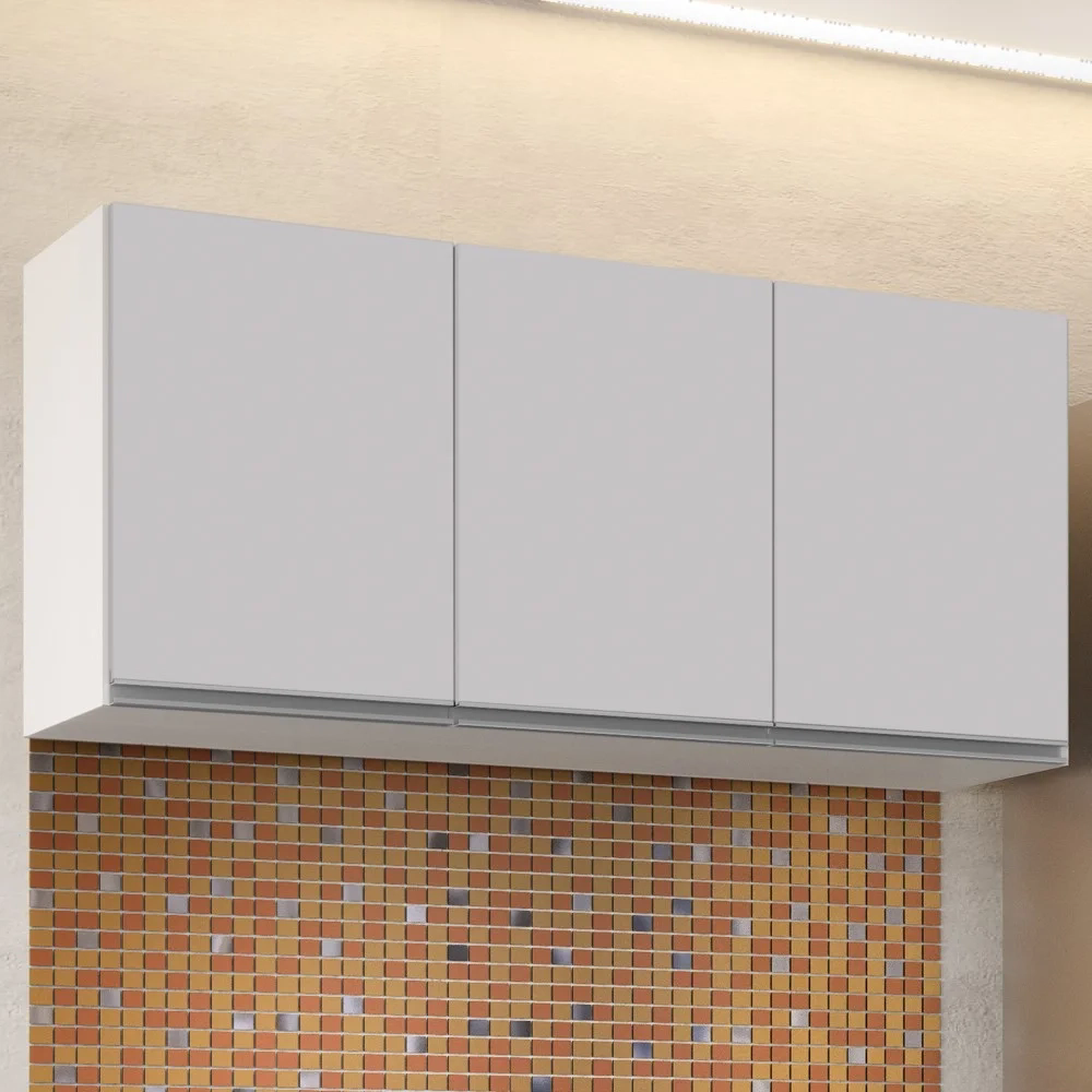 Armário de Cozinha Aéreo 120cm 3 Portas Virgínia Branco - Lumil