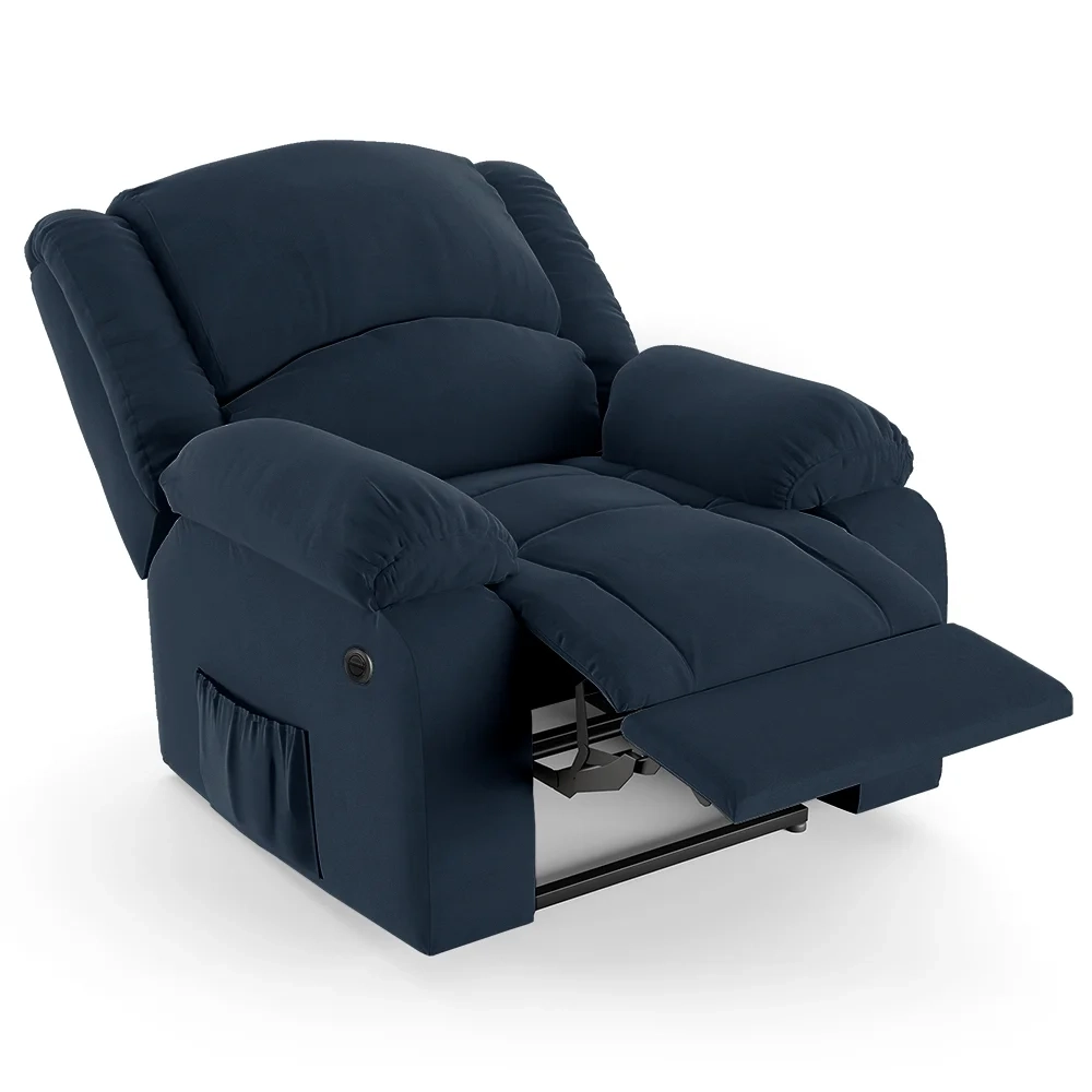 Poltrona do Papai Reclinável Pietra Power Elétrica FH9 Veludo Azul - Mpozenato