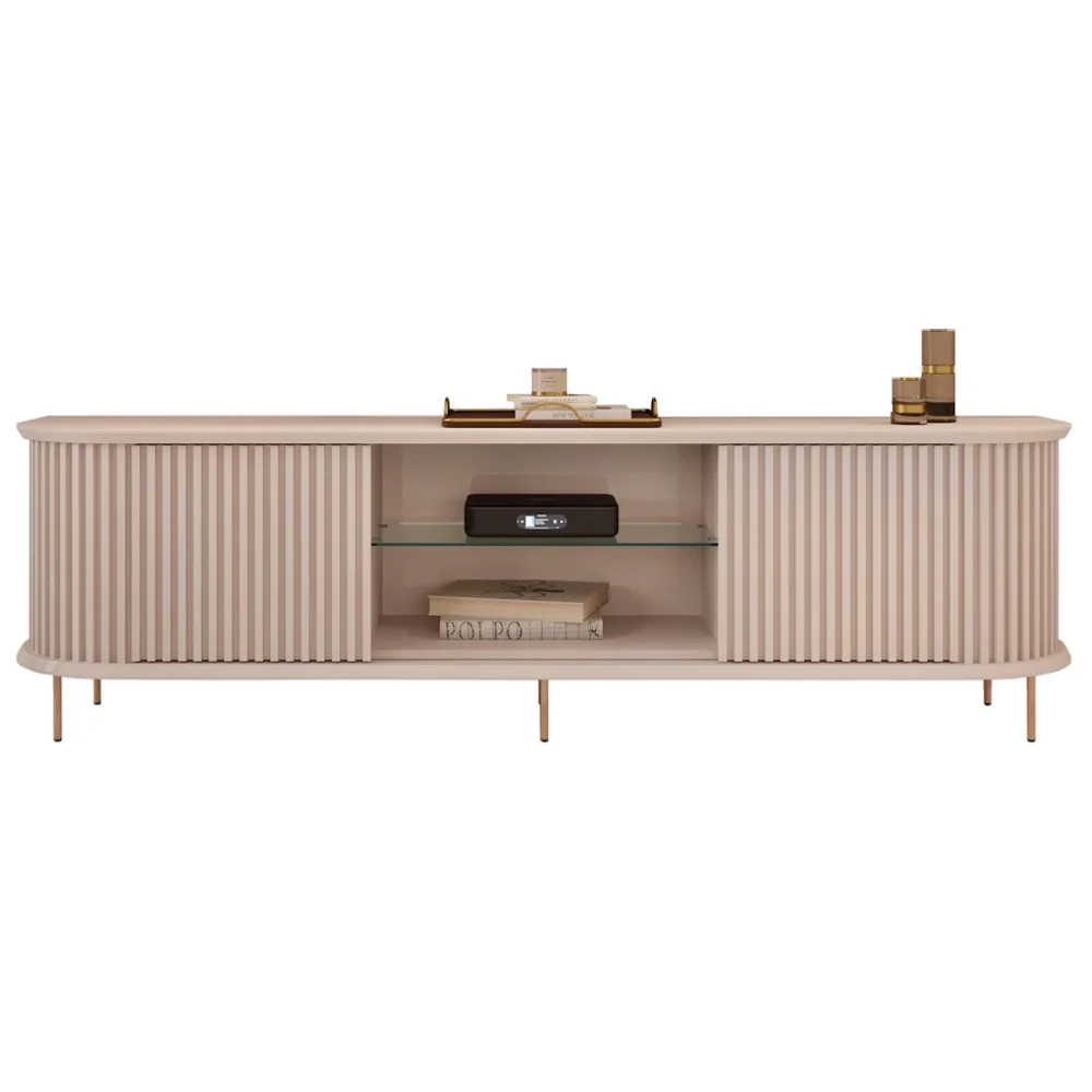 Rack Para Sala Bancada de TV 75 Pol 218cm Ripado World D04 Off White - Mpozenato