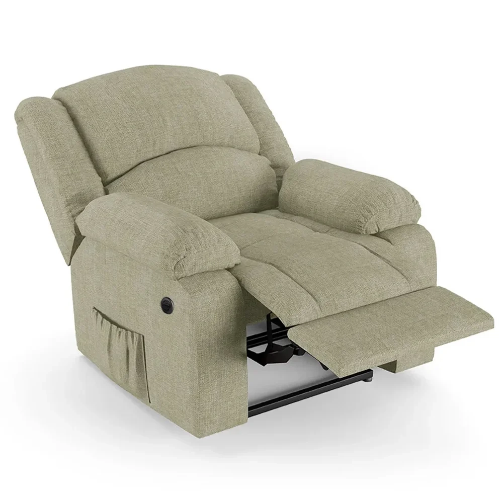 Poltrona do Papai Reclinável Pietra Power Elétrica USB FH9 Linho Bege - Mpozenato