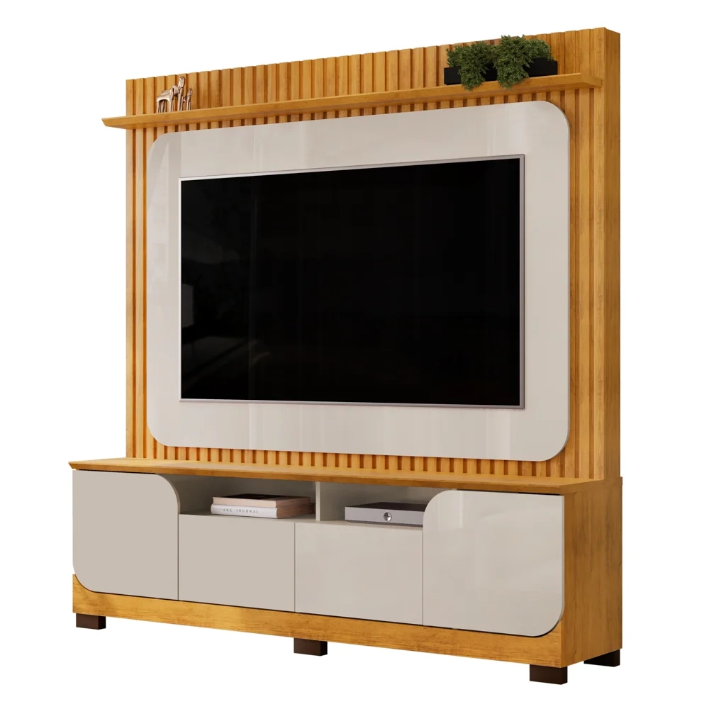 Estante Painel Para TV 65 Pol 182cm Ripado Vanie D04 Bali/Cedro - Mpozenato