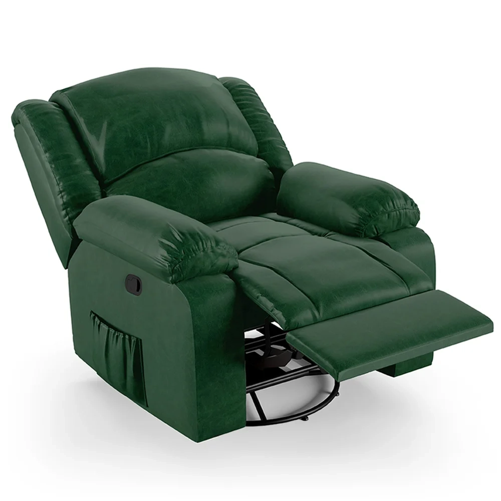 Poltrona do Papai Reclinável Pietra Glider Giratória FH9 PU Verde Musgo - Mpozenato