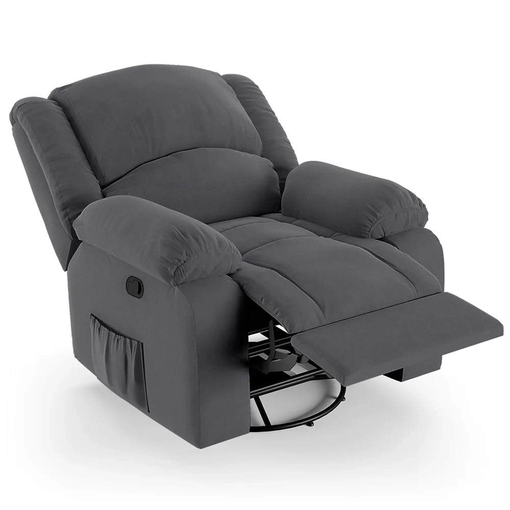 Poltrona do Papai Reclinável Pietra Glider Giratória FH9 Veludo Cinza - Mpozenato