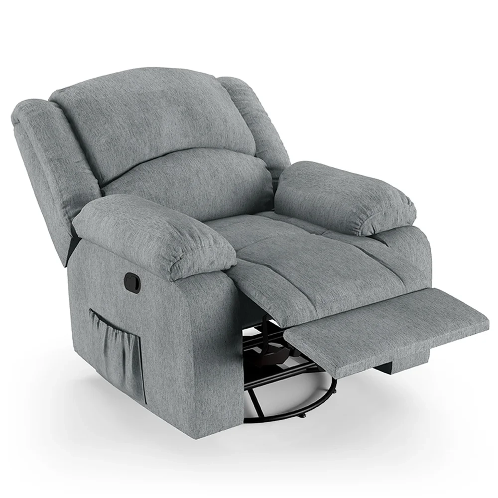 Poltrona do Papai Reclinável Pietra Glider Giratória USB FH9 Linho Cinza - Mpozenato