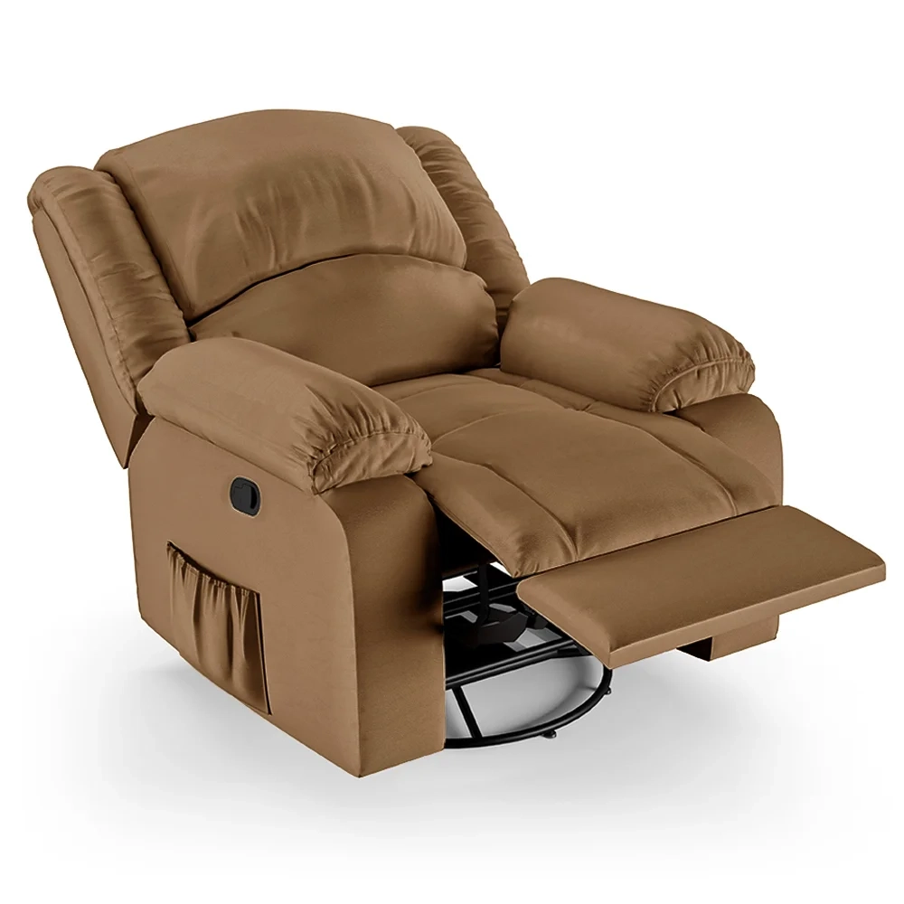 Poltrona do Papai Reclinável Pietra Glider Giratória USB FH9 PU Caramelo - Mpozenato