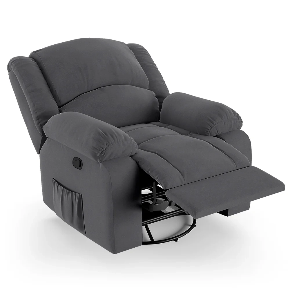 Poltrona do Papai Reclinável Pietra Glider Giratória Massagem FH9 Veludo Cinza - Mpozenato
