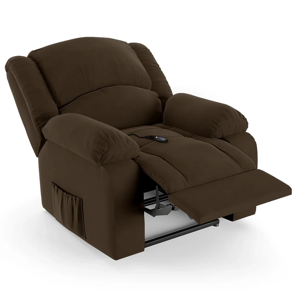 Poltrona do Papai Reclinável Pietra Controle Power Elétrico FH9 Veludo Marrom - Mpozenato