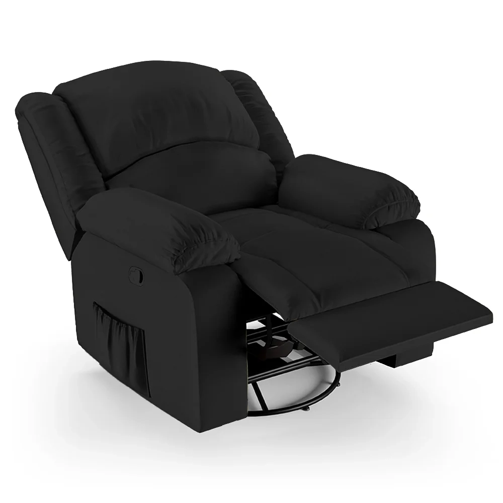 Poltrona do Papai Reclinável Pietra Glider Giratória Massagem FH9 PU Preto - Mpozenato