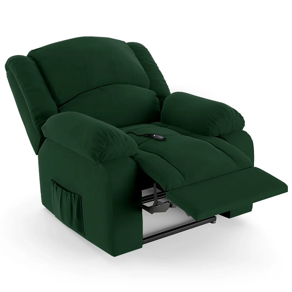 Poltrona do Papai Reclinável Pietra Controle Power Elétrico FH9 Veludo Verde - Mpozenato