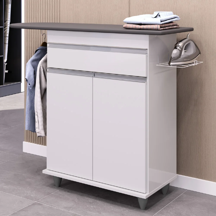Tábua de Passar Com Balcão 2 Portas 1 Gaveta Larissa Branco - Lumil