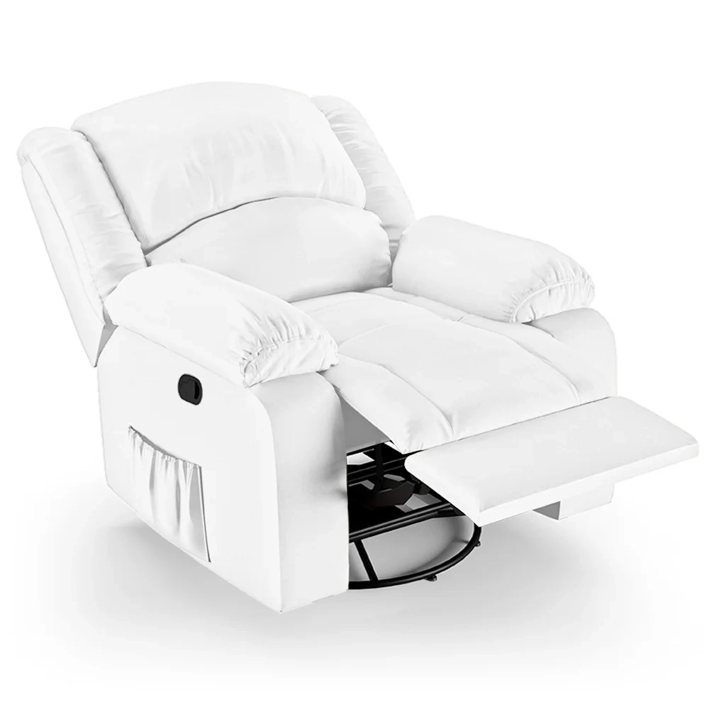 Poltrona do Papai Reclinável Pietra Glider Giratória FH9 PU Branco - Mpozenato