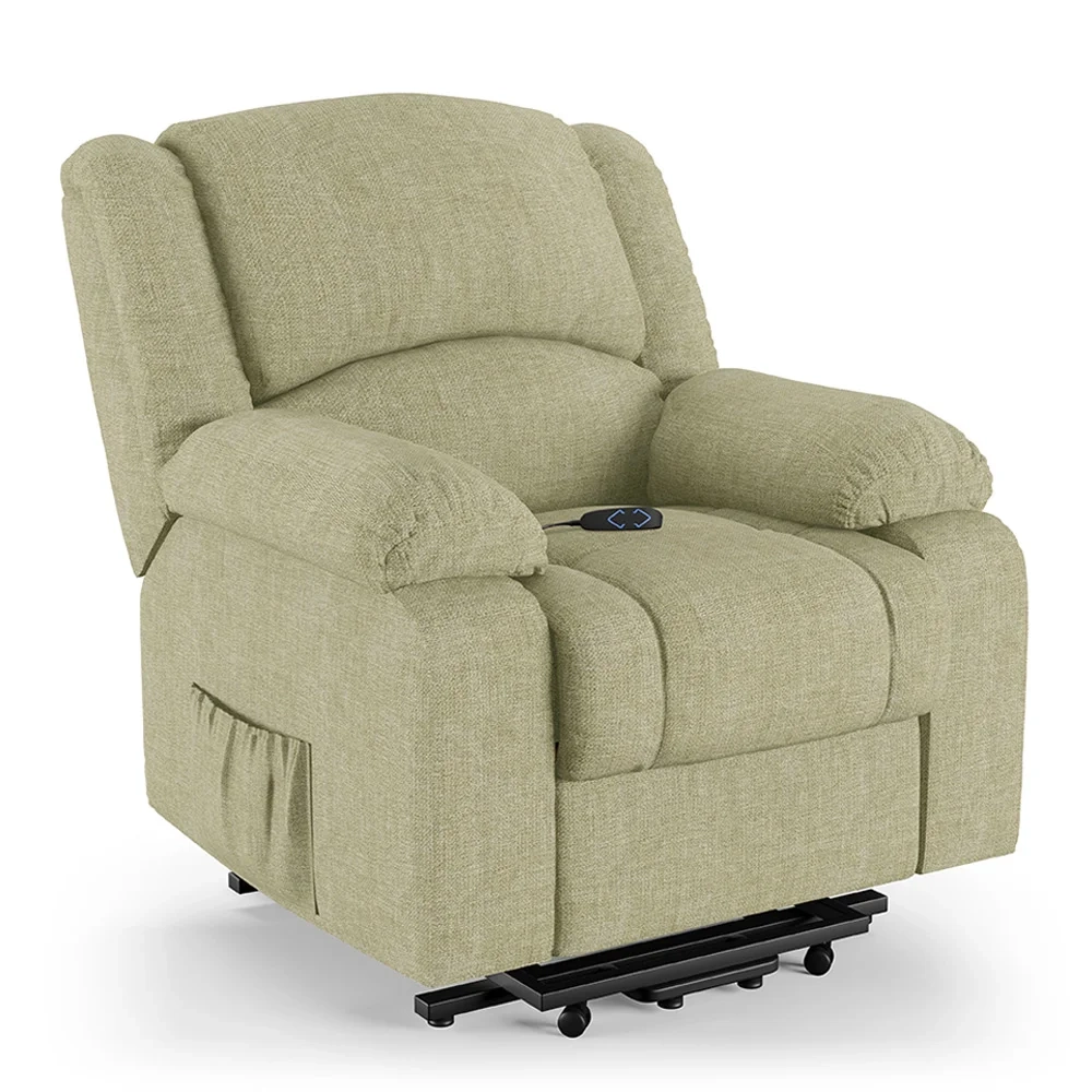 Poltrona do Papai Reclinável Pietra Elevação Lift Elétrico FH9 Linho Bege - Mpozenato