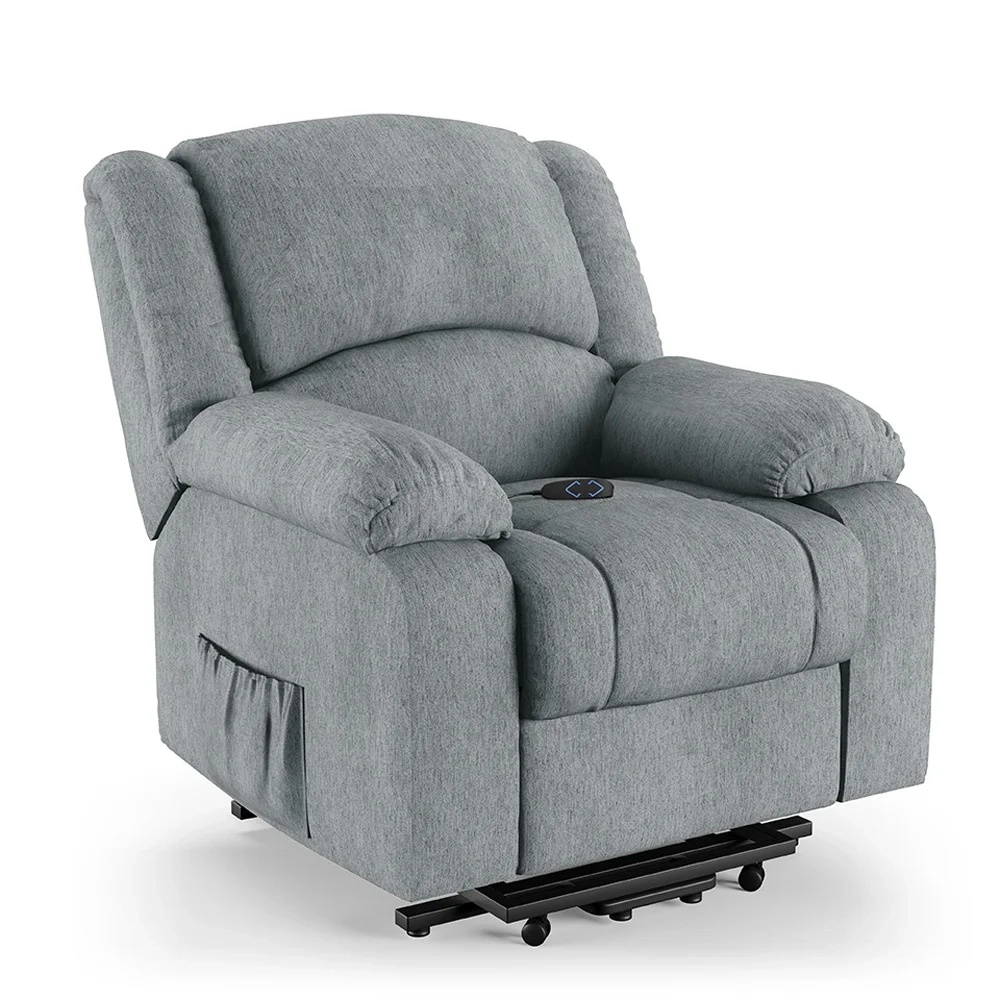 Poltrona do Papai Reclinável Pietra Elevação Lift Elétrico FH9 Linho Cinza - Mpozenato