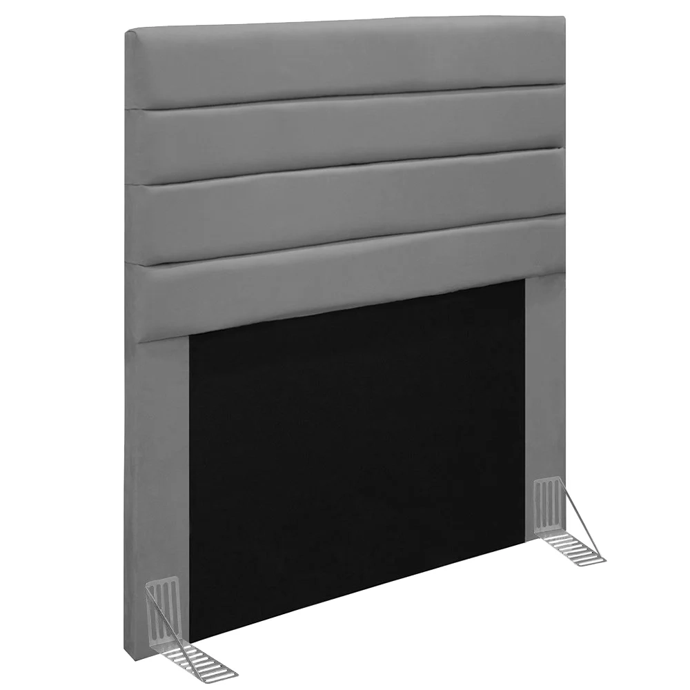 Cabeceira Cama Box Solteiro 90cm Rubi W01 Suede Cinza - Mpozenato