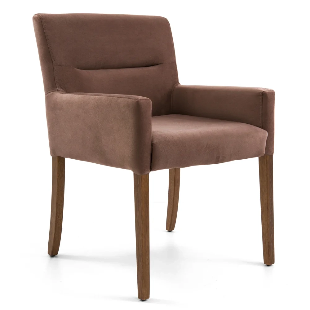 Poltrona Decorativa Base Madeira Angel Veludo C-276 Ferrugem - Domi