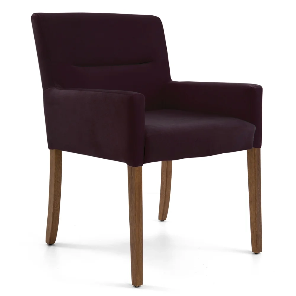 Poltrona Decorativa Base Madeira Angel Veludo C-292 Uva - Domi