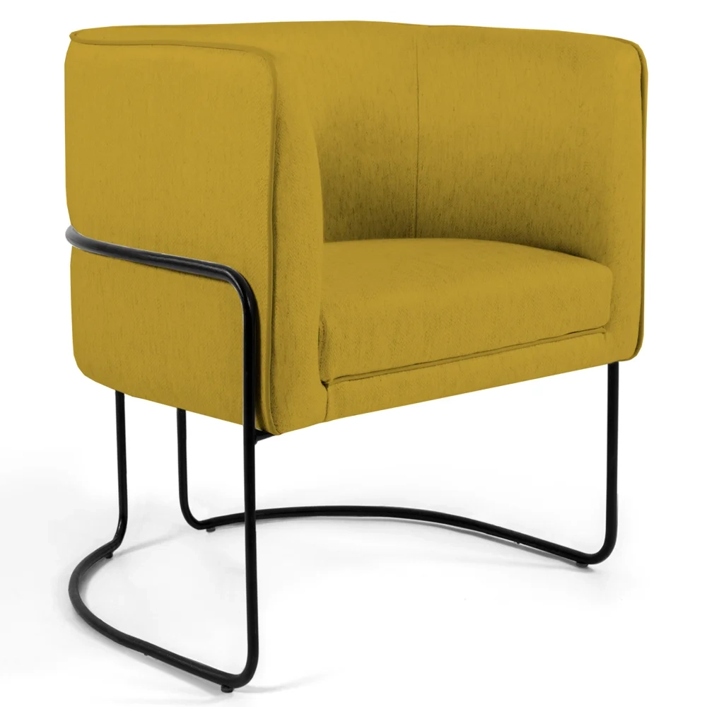 Poltrona Decorativa Base Aço Betina C-279 Veludo Mostarda - Domi