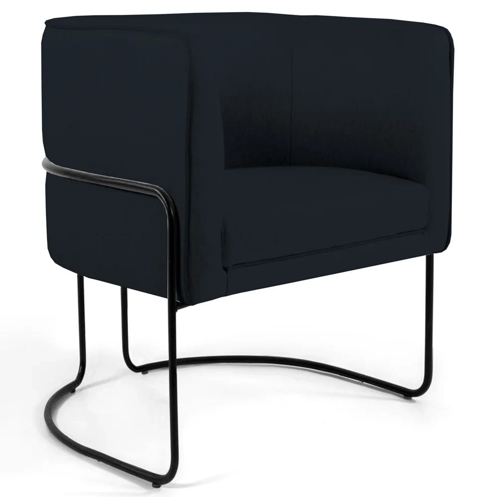 Poltrona Decorativa Base Aço Betina C-300 Veludo Preto - Domi