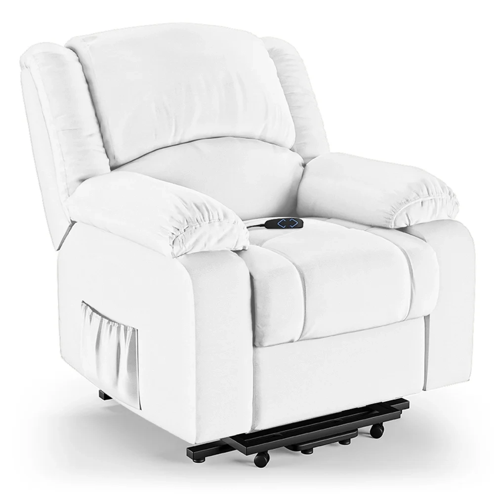 Poltrona do Papai Reclinável Pietra Elevação Lift Elétrico FH9 PU Branco - Mpozenato