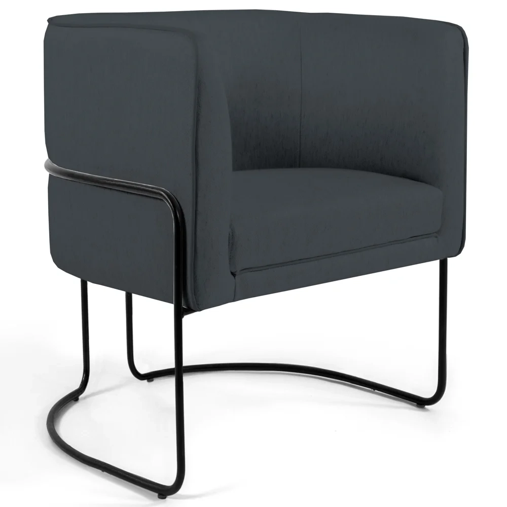 Poltrona Decorativa Base Aço Betina C-317 Veludo Cinza - Domi
