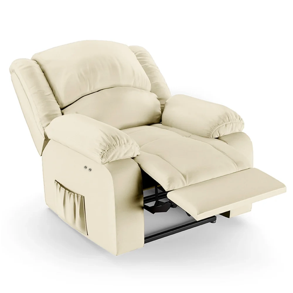 Poltrona do Papai Reclinável Pietra Power Touch Massagem FH9 PU Bege - Mpozenato