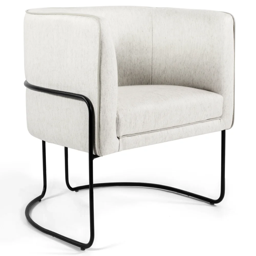 Poltrona Decorativa Base Aço Betina C-443 Linho Bege Natural - Domi