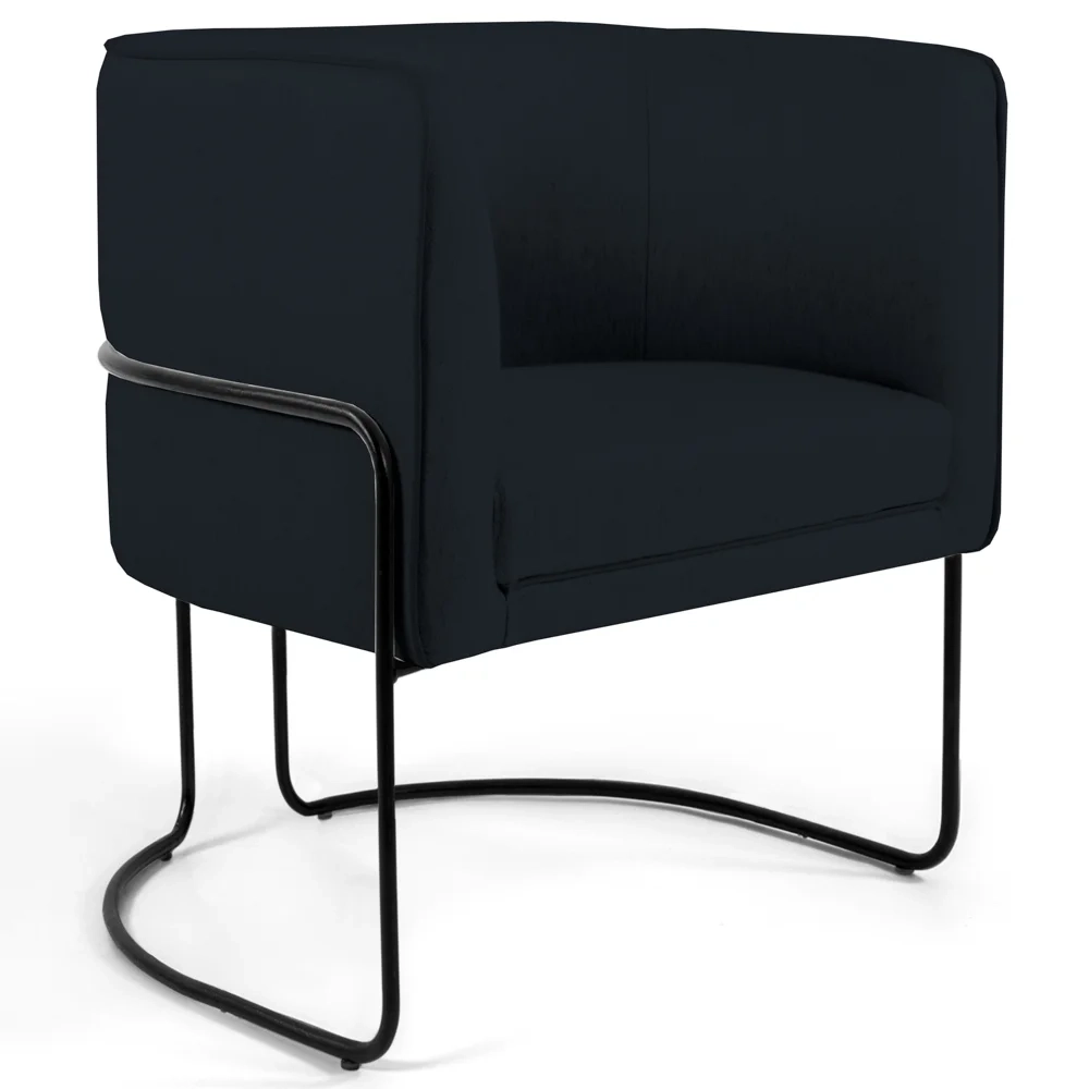 Poltrona Decorativa Base Aço Betina C-05 Sintético Preto - Domi