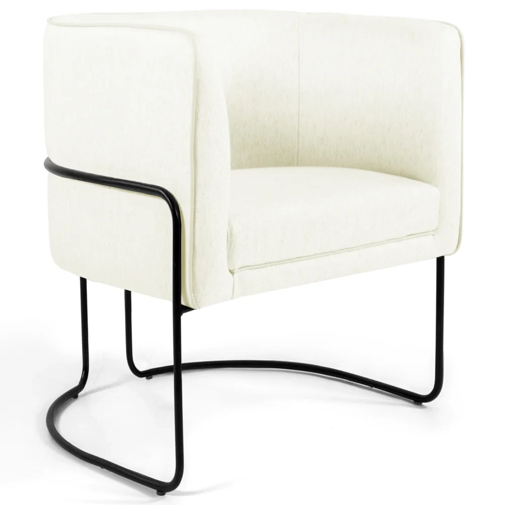 Poltrona Decorativa Base Aço Betina C-26 Sintético Bege - Domi