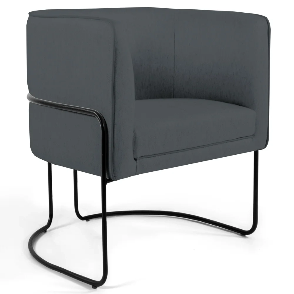 Poltrona Decorativa Base Aço Betina C-03 Sintético Cinza - Domi