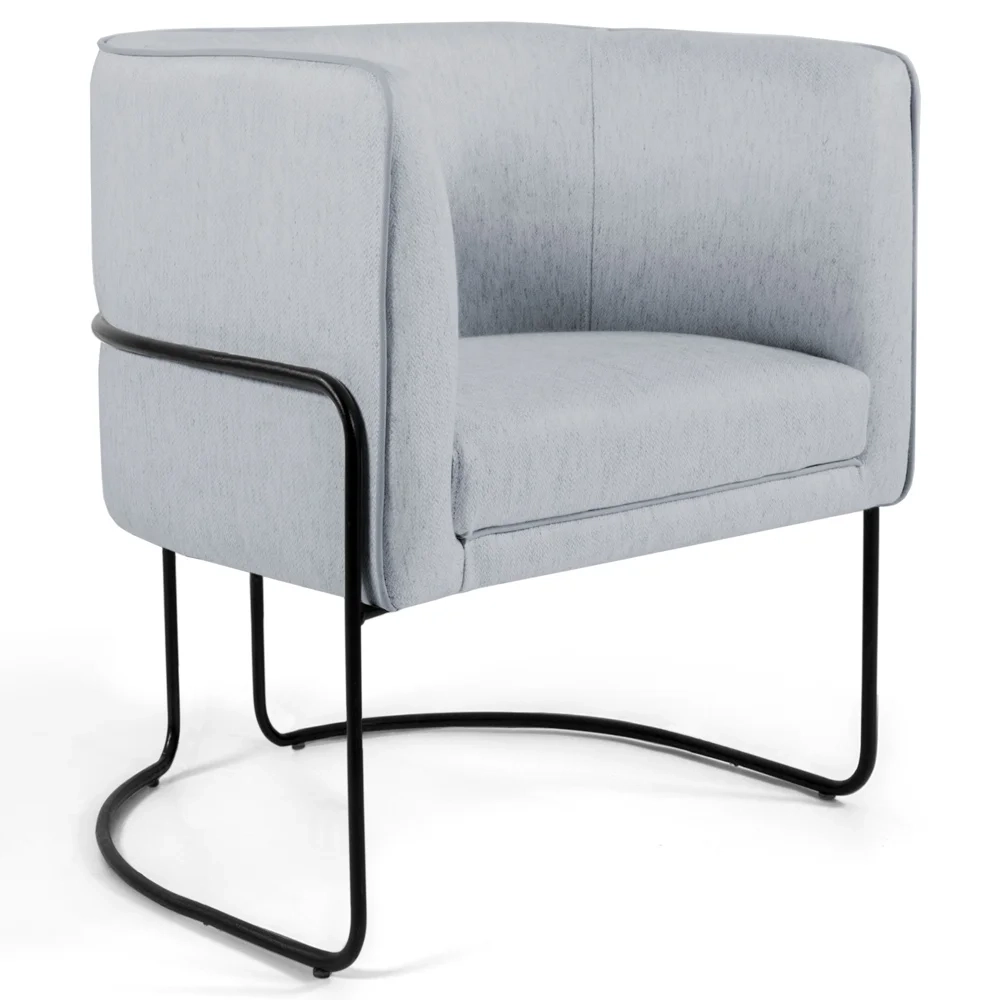 Poltrona Decorativa Base Aço Betina D-315 Linho Cinza - Domi