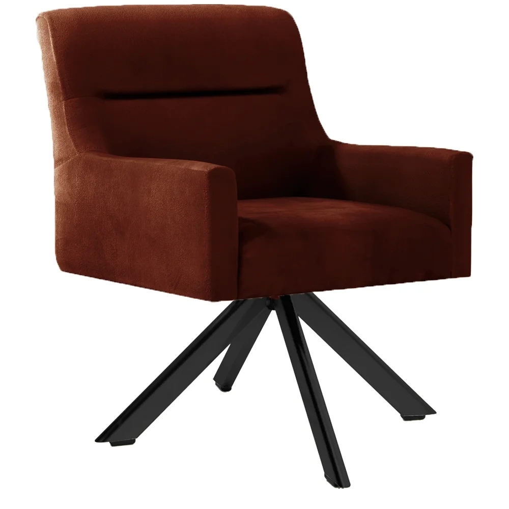 Poltrona Decorativa Giratória Base Eiffel Preto Angel Veludo C-417 Malbec - Domi