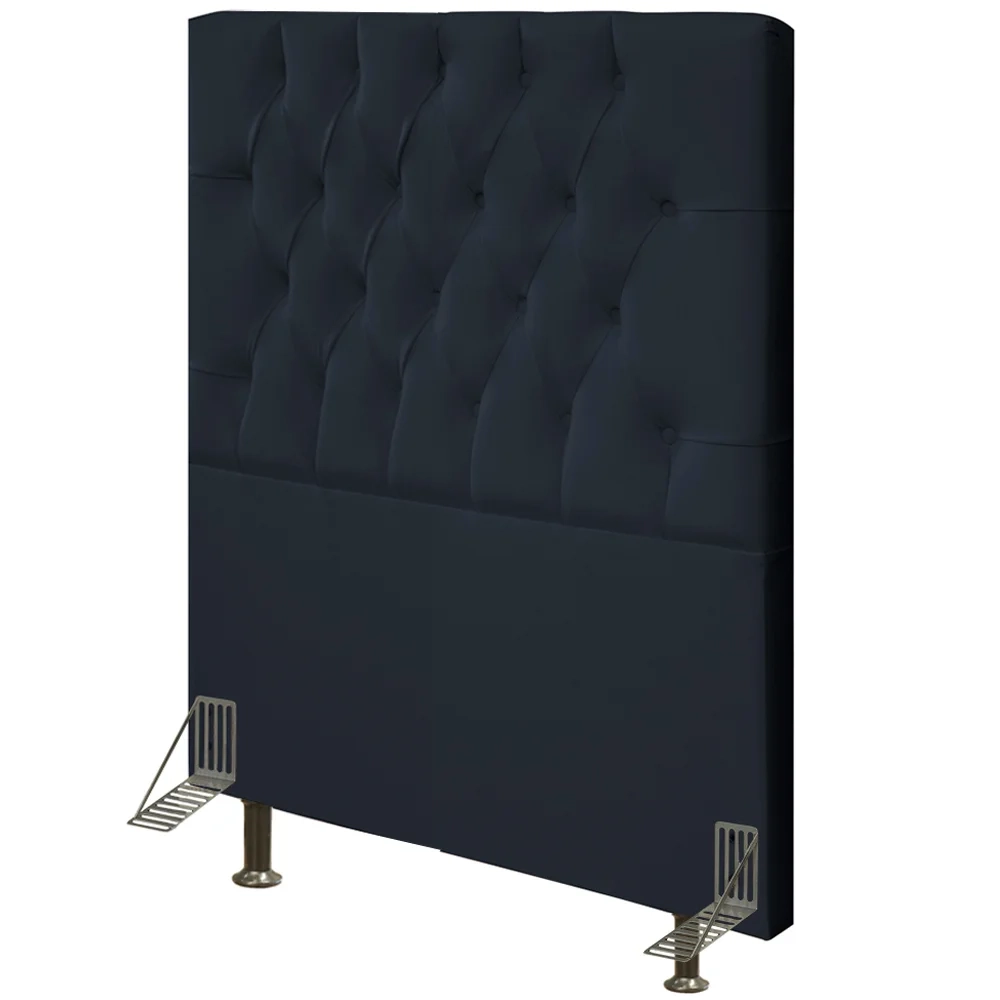 Cabeceira Cama Box Solteiro 90cm Diamante Sintético Preto Z51 - Mpozenato