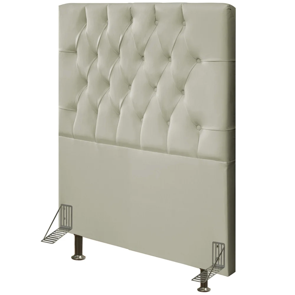 Cabeceira Cama Box Solteiro 90cm Diamante Sintético Bege Z51 - Mpozenato